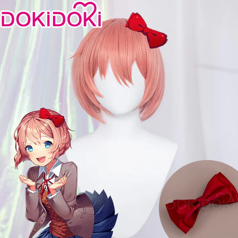 【Ready For Ship】DokiDoki Game Literature Club Cosplay Wig / Hairband Sayori  Short Pink  DDLC