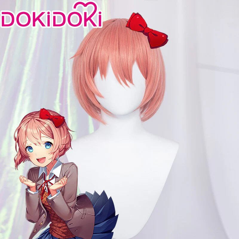 【Ready For Ship】DokiDoki Game Literature Club Cosplay Wig / Hairband Sayori  Short Pink  DDLC - Image 2