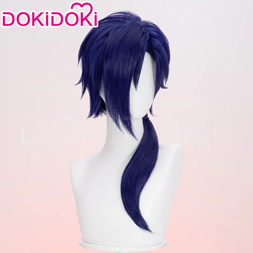 【Ready For Ship】DokiDoki Game DRAMAtical Murder Cosplay Koujaku Wig Long Dark Navy Hair Side ponytail - Image 2