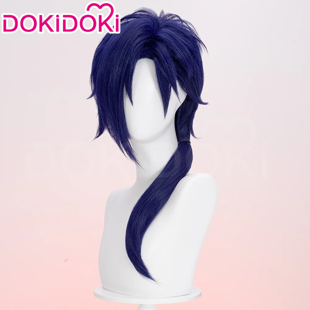 【Ready For Ship】DokiDoki Game DRAMAtical Murder Cosplay Koujaku Wig Long Dark Navy Hair Side ponytail - Image 3