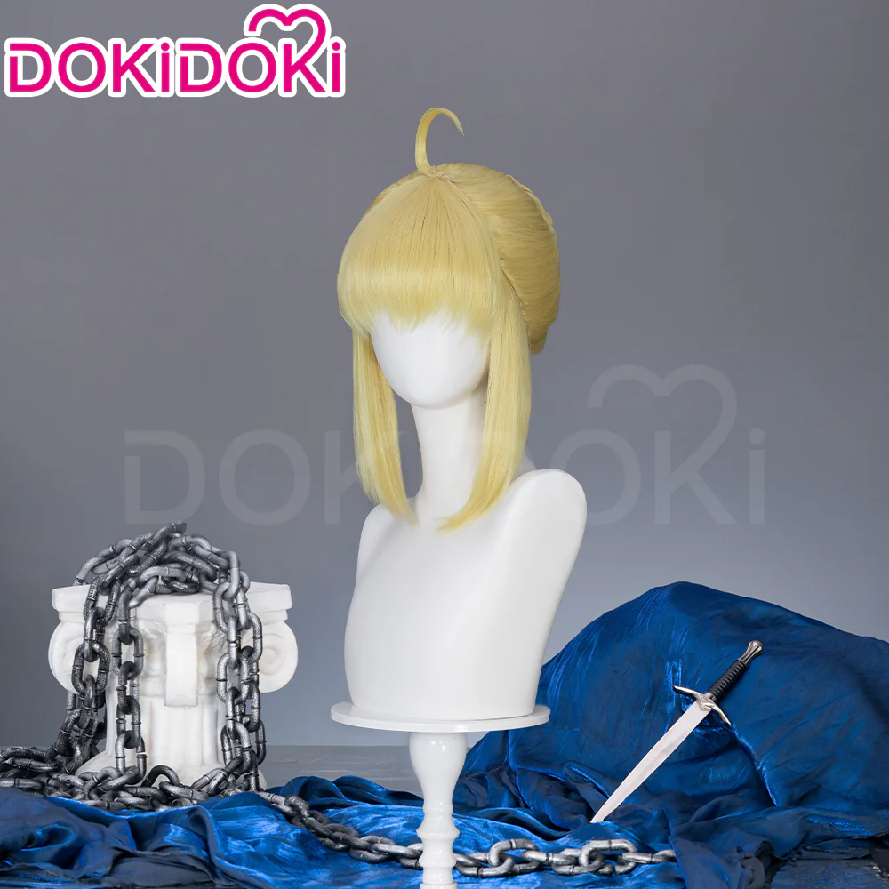 【Ready For Ship】DokiDoki Game Fate/Stay night Cosplay Saber Artoria Pendragon Wig Long Yellow Hair - Image 2