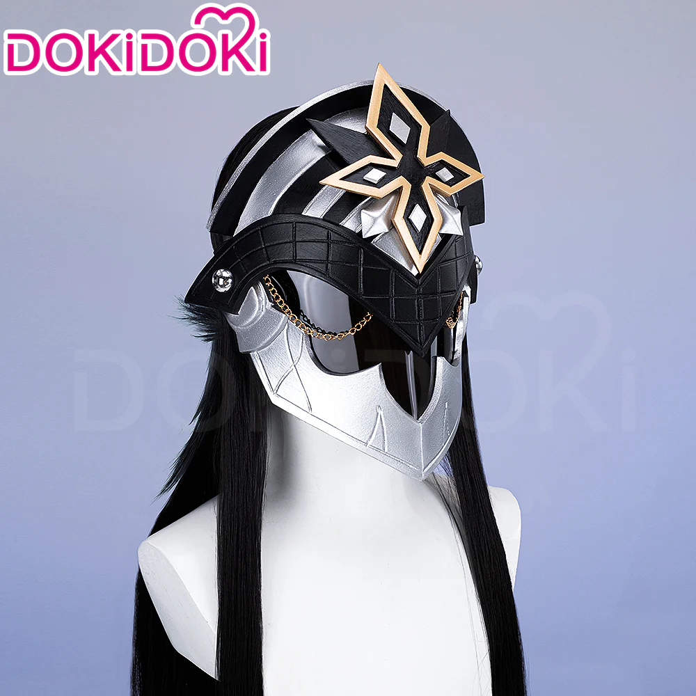 【Partially Ready For Ship】DokiDoki Game Genshin Impact Capitano Cosplay Wig / Mask Long Straight Red Hair Natlan The Captain - Image 11