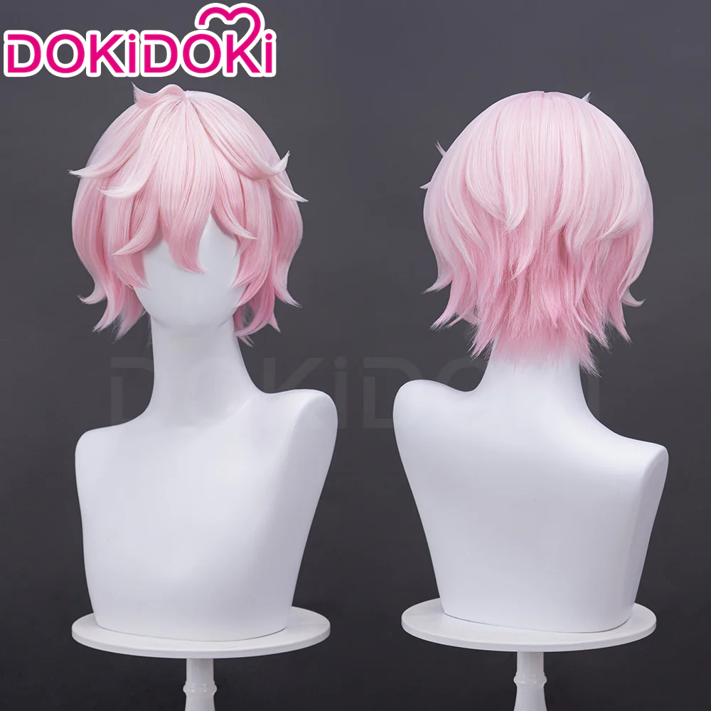 【Ready For Ship】DokiDoki Game Genshin Impact Cosplay Dahlia Wig Pink Short Men Fontaine Mond - Image 2
