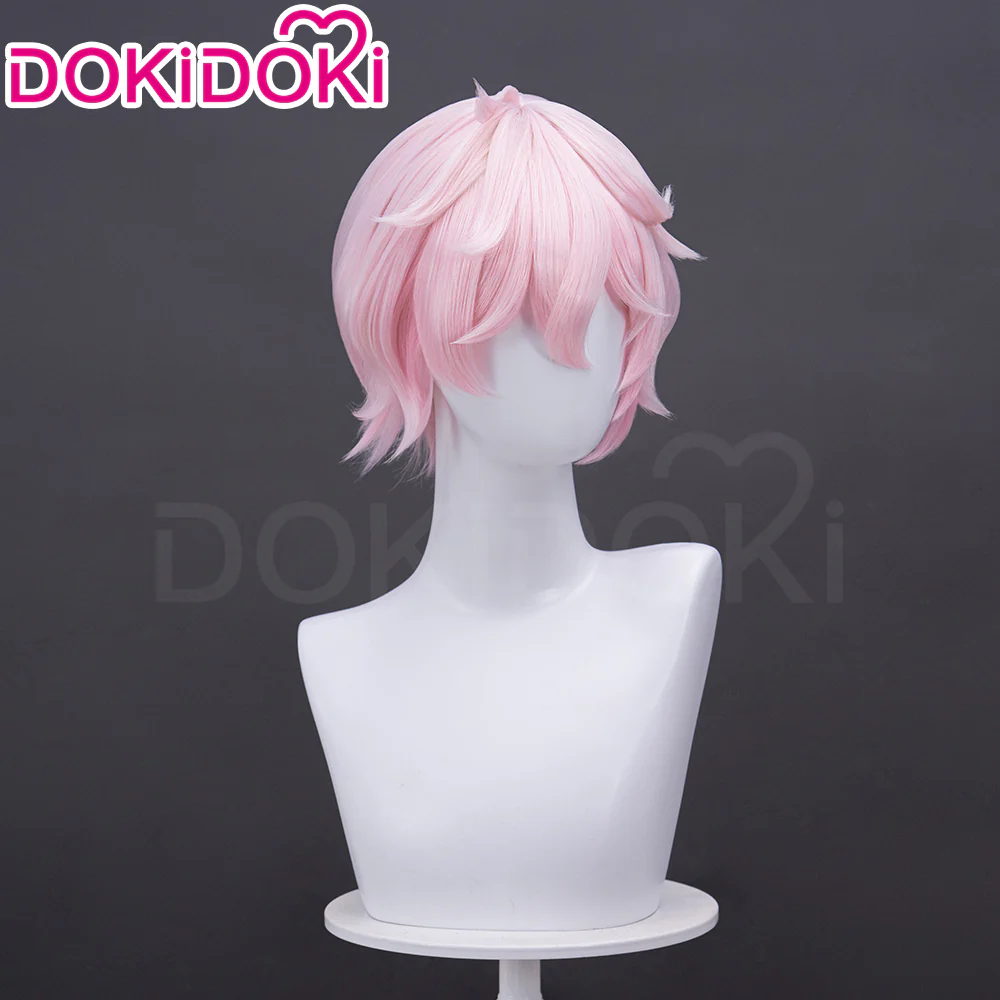 【Ready For Ship】DokiDoki Game Genshin Impact Cosplay Dahlia Wig Pink Short Men Fontaine Mond - Image 3