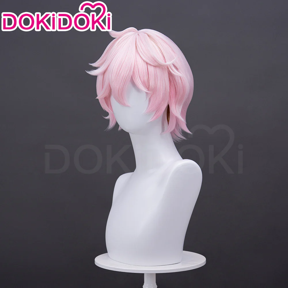 【Ready For Ship】DokiDoki Game Genshin Impact Cosplay Dahlia Wig Pink Short Men Fontaine Mond - Image 4