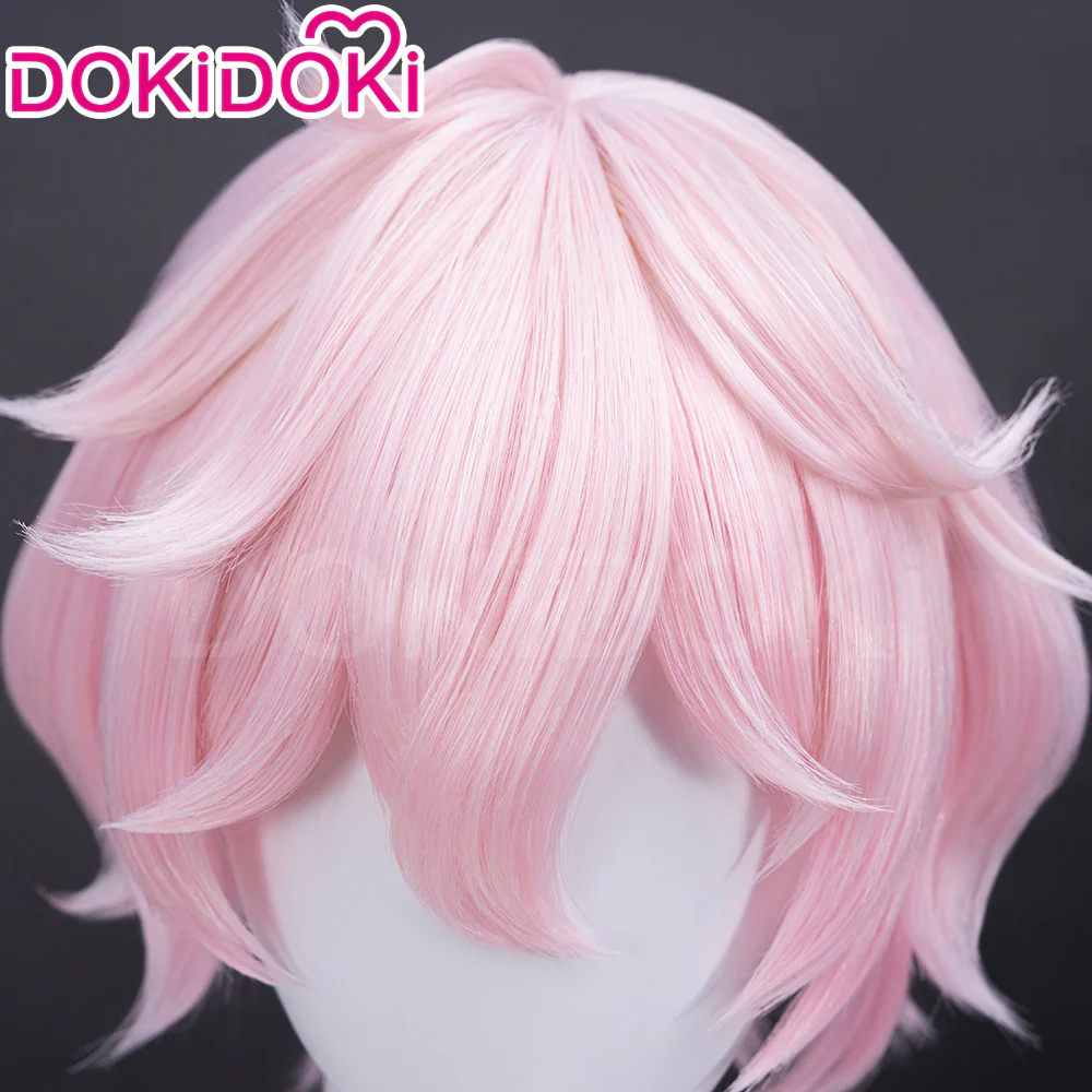【Ready For Ship】DokiDoki Game Genshin Impact Cosplay Dahlia Wig Pink Short Men Fontaine Mond - Image 5