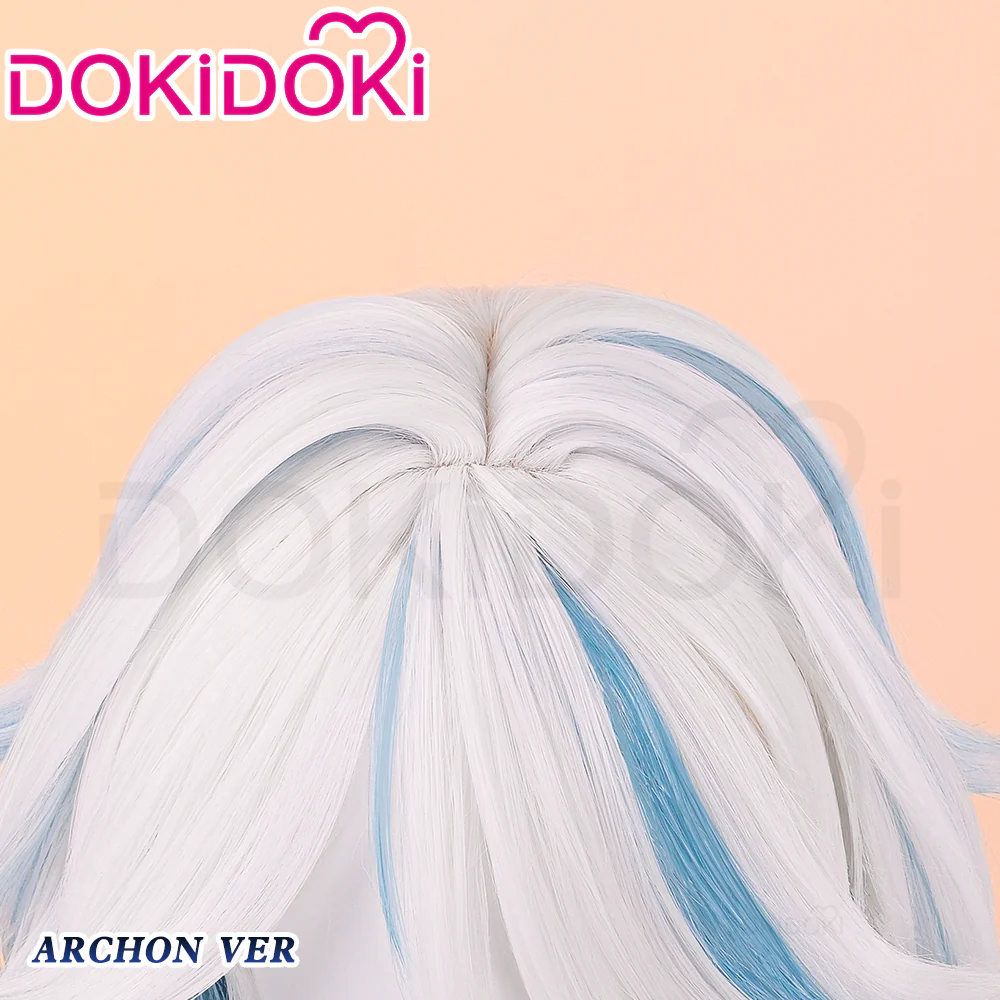 【Ready For Ship】DokiDoki Game Genshin Impact Cosplay Fontaine Furina God of Justice Divinity Wig Long Straight White Blue Focalors - Image 4