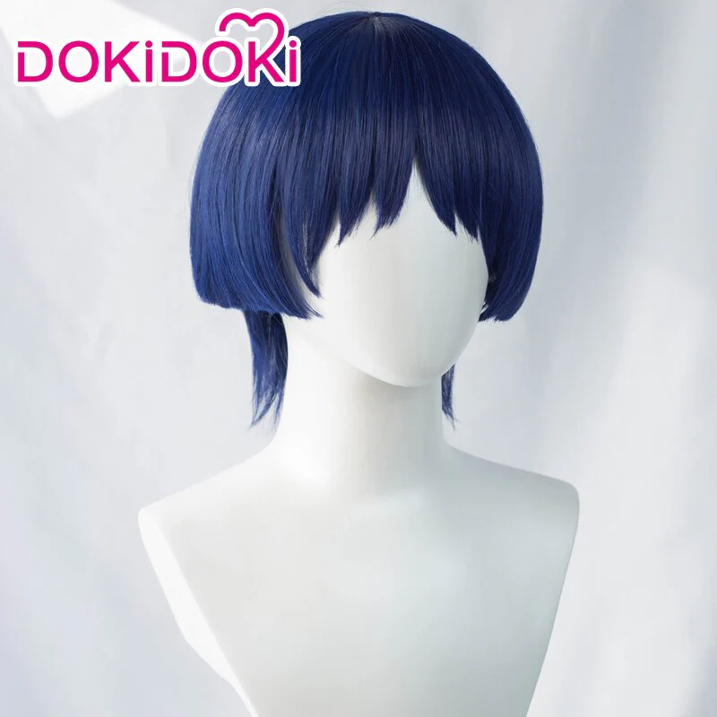 【Ready For Ship】DokiDoki Game Genshin Impact  Scaramouche Cosplay Wig Short Blue