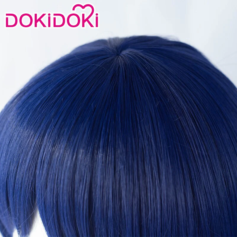 【Ready For Ship】DokiDoki Game Genshin Impact  Scaramouche Cosplay Wig Short Blue - Image 3