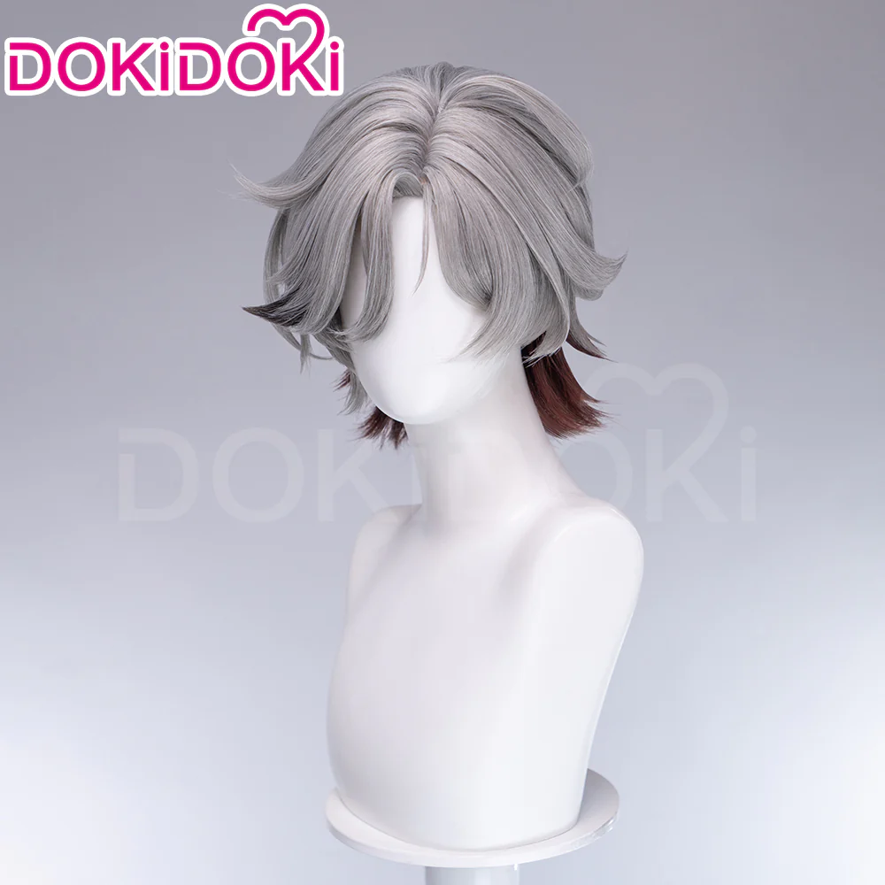 【Ready For Ship】DokiDoki Game Genshin Impact Cosplay Illuga Wig Short Grey Brown Hair - Image 2