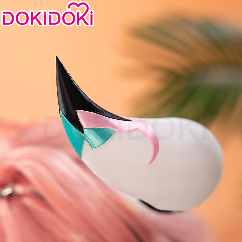 【Wig Ready For Ship】DokiDoki Game Genshin Impact Cosplay Varesa Wig / Horn / Eyelashes Long Pink Green Highlights Hair Removable Ahoge - Image 10