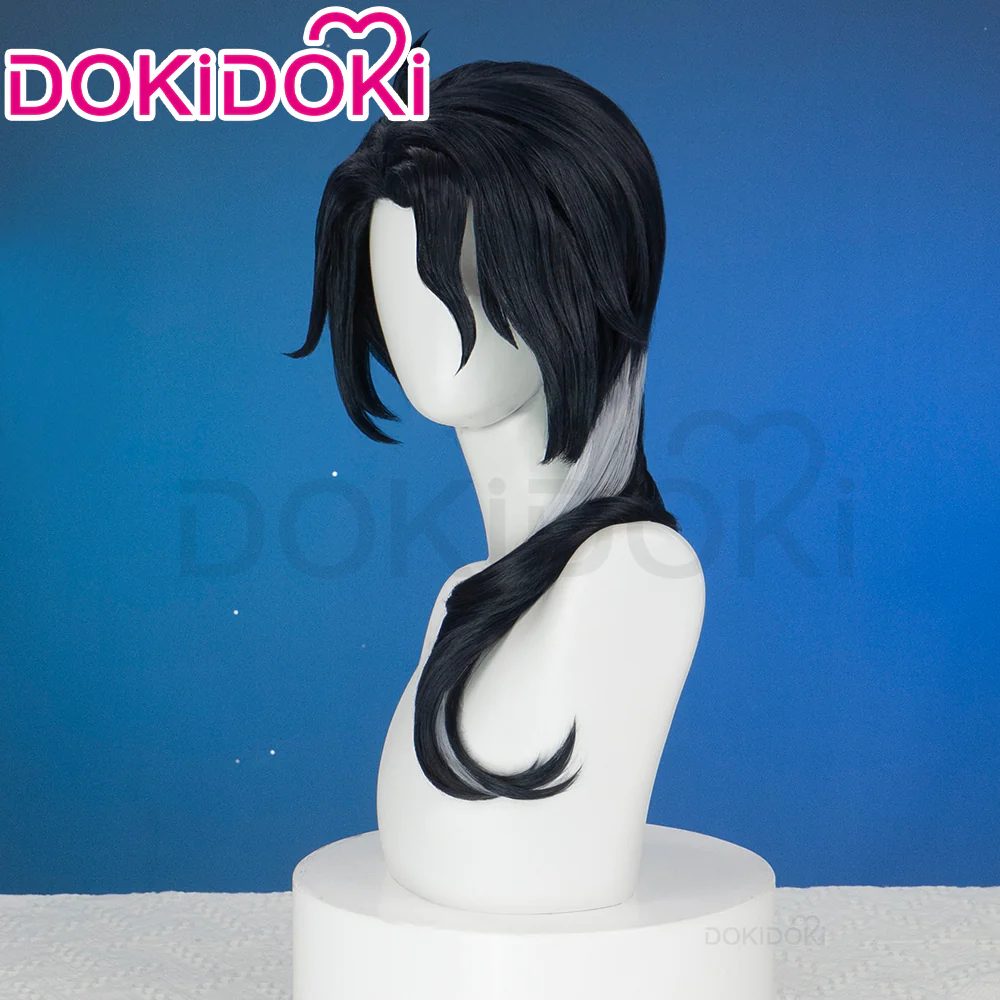 【Ready For Ship】DokiDoki Game Genshin Impact Fatui Harbinger Cosplay Wig Pierr Pantalone Short Curly Black Wig/Glasses - Image 3