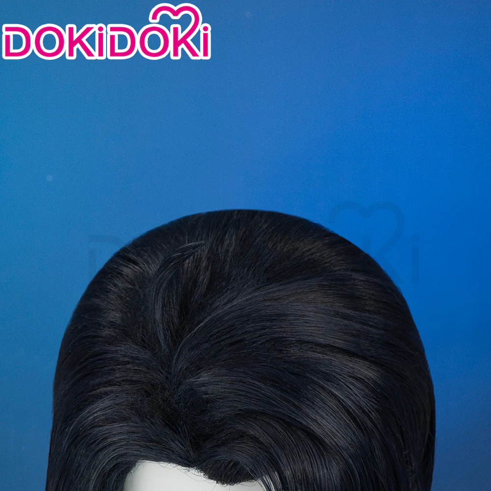 【Ready For Ship】DokiDoki Game Genshin Impact Fatui Harbinger Cosplay Wig Pierr Pantalone Short Curly Black Wig/Glasses - Image 4