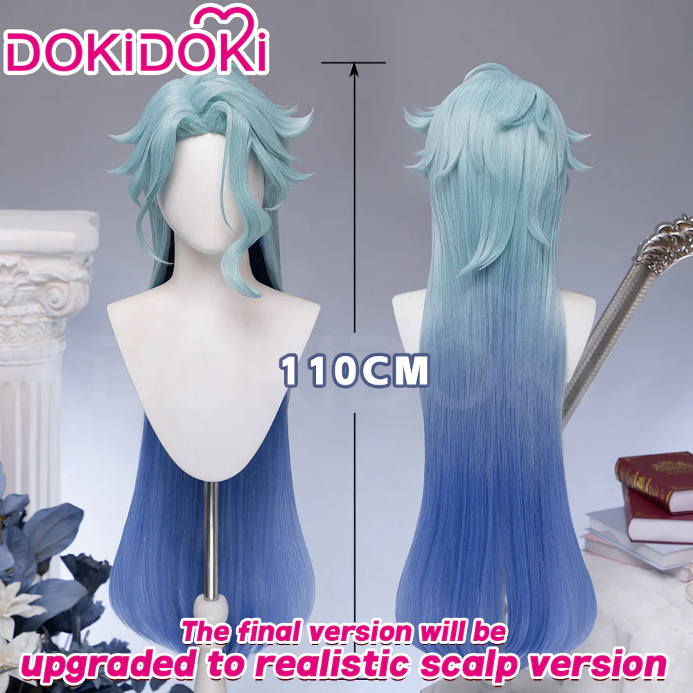 【Ready For Ship】DokiDoki Game Genshin Impact Dottore Cosplay Wig Doctor Short Blue / Earring / Ear Clip / Alchemy Bottle - Image 3