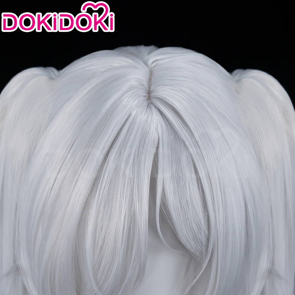 【Ready For Ship】DokiDoki Game Cosplay Glass Princess Wig Long Straight Silver Hair Twin Tails - Image 4