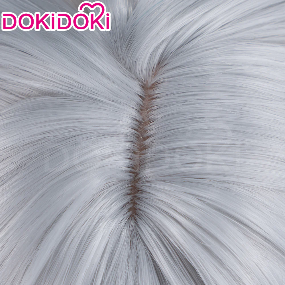 【Ready For Ship】DokiDoki Game Cosplay Glass Princess Wig Long Straight Silver Hair Twin Tails - Image 5