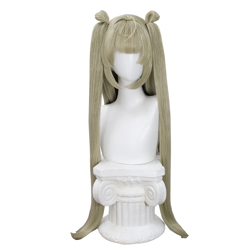 【Ready For Ship】DokiDoki Game Cosplay Wig Long Straight Green Hair Twin Tails - Image 2