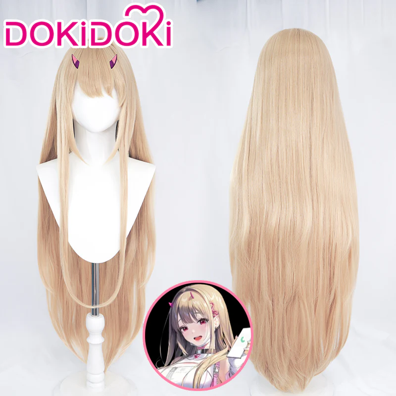 【Ready For Ship】DokiDoki Game Cosplay Wig Long Straight Linen Gold Hair