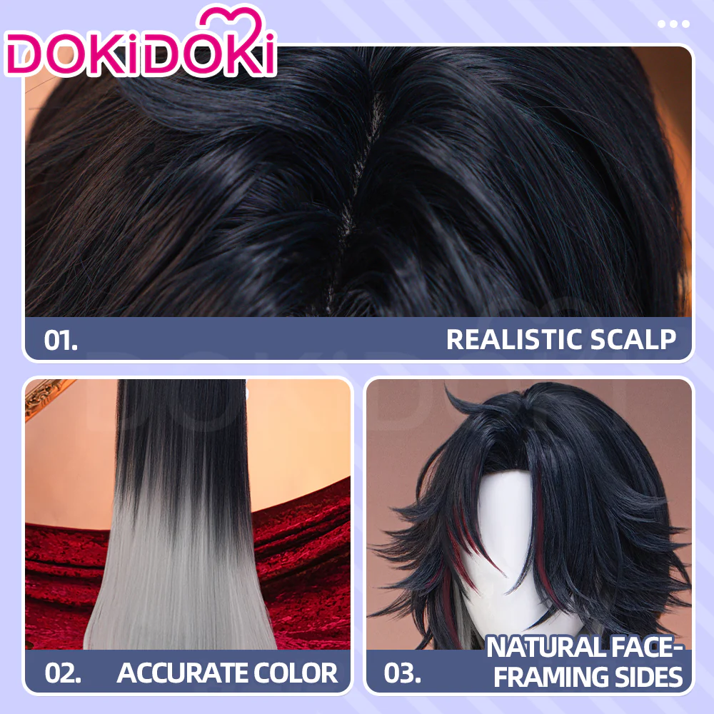 【Partially Ready For Ship】DokiDoki Game Honkai: Star Rail Cosplay Blade / Mortenax Blade Wig Long Straight Dark Blue Red Silver Gradient Hair / Wefts / Earring Blade SP Planarcadia - Image 11