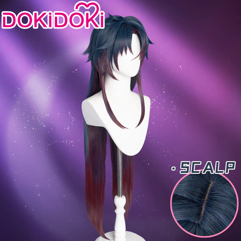【Partially Ready For Ship】DokiDoki Game Honkai: Star Rail Cosplay Blade / Mortenax Blade Wig Long Straight Dark Blue Red Silver Gradient Hair / Wefts / Earring Blade SP Planarcadia - Image 4