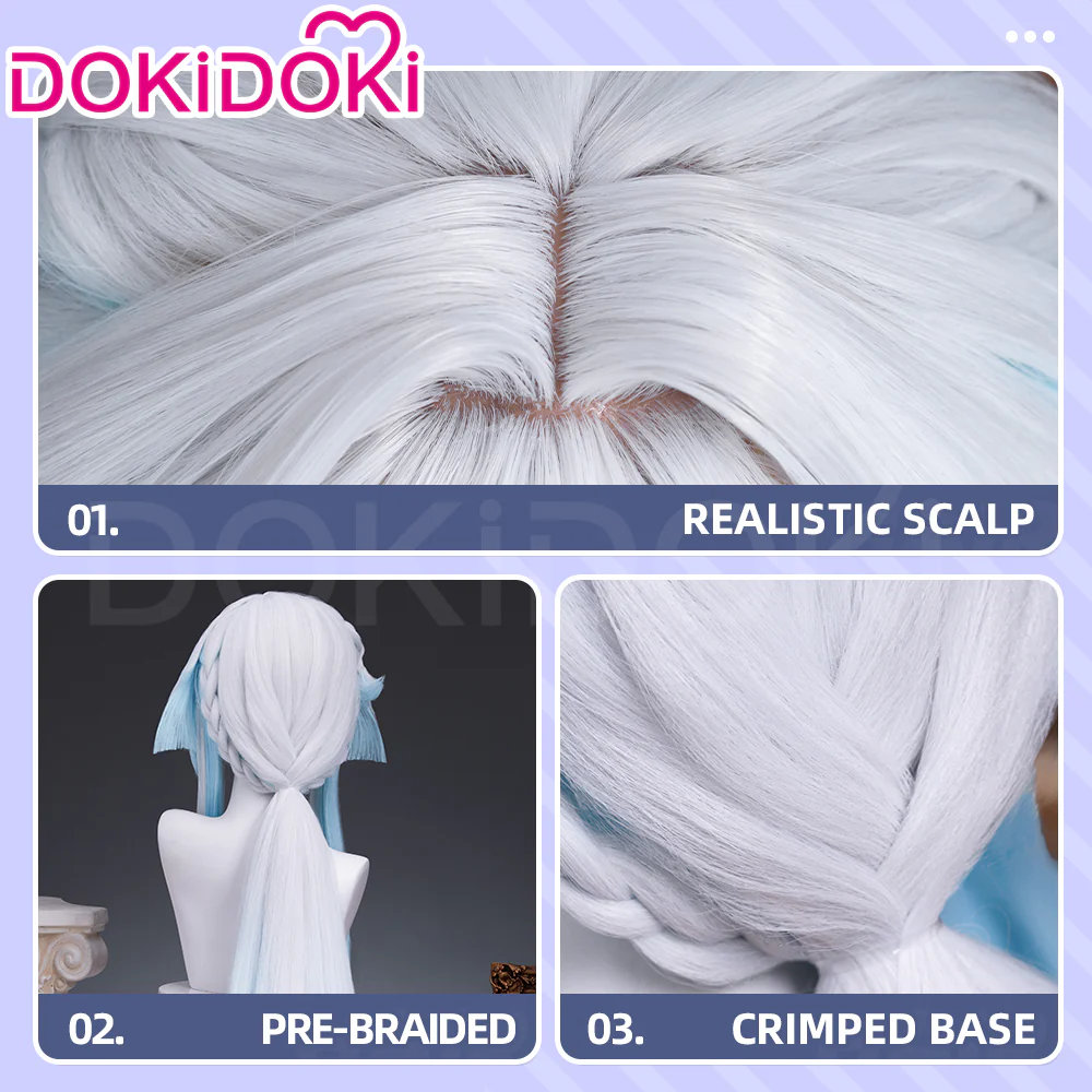 【Ready For Ship】DokiDoki Game Honkai: Star Rail Cosplay Cerydra Wig Long Silver Blue Hair - Image 4