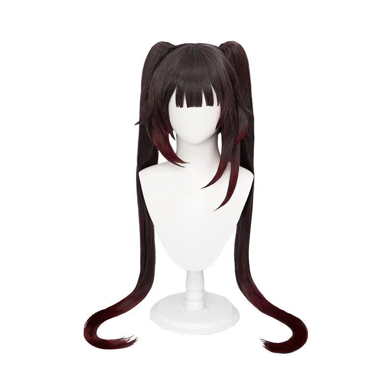 DokiDoki Game Honkai: Star Rail Cosplay Hanabi Wig / Mask / Headwear / Tattoo Long Brown Twin Tail/ Long Straight Red Gradient Hair Cute Miss Sparkle - Image 5