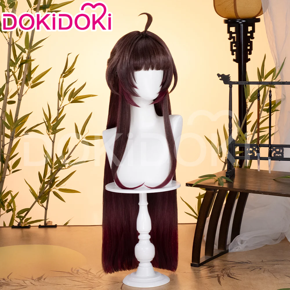 【Ready For Ship】DokiDoki Game Honkai: Star Rail Cosplay Lingsha Wig Long Straight Brown Red Highlight Ling sha - Image 3