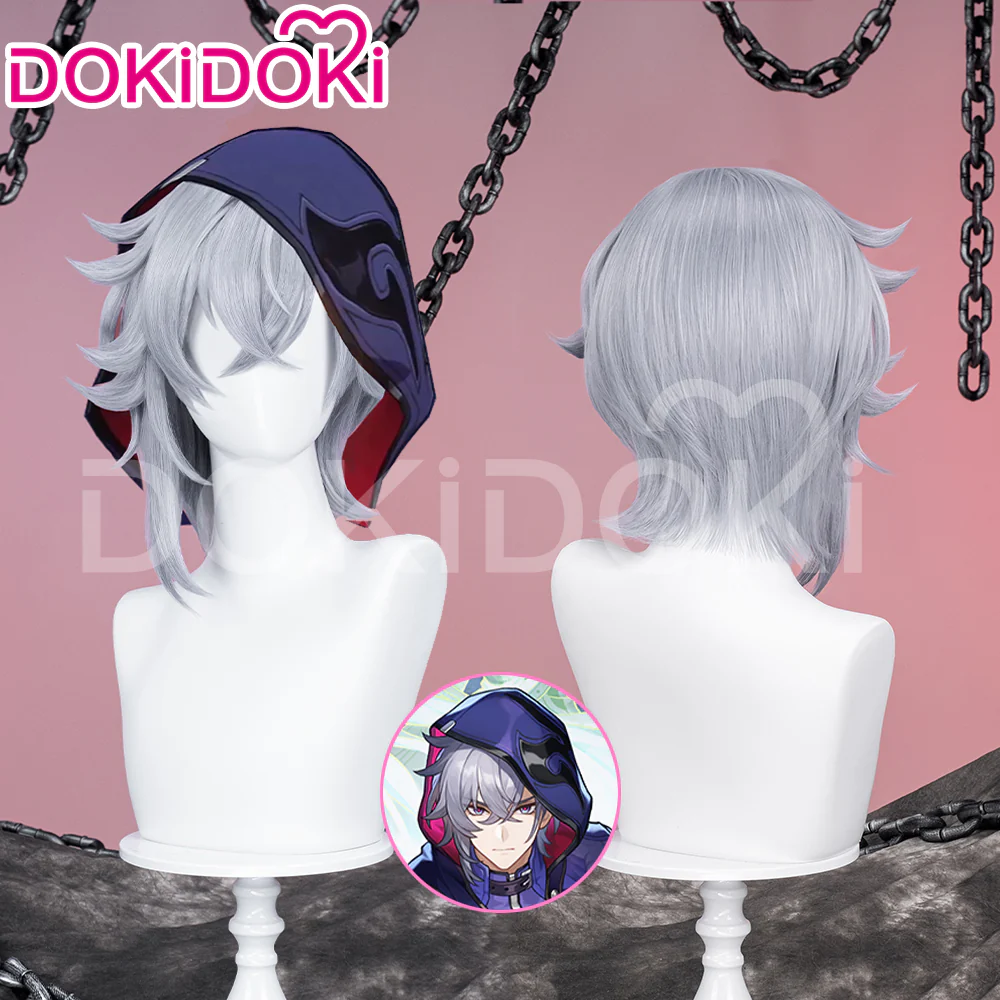 DokiDoki Game Honkai: Star Rail Cosplay Moze Wig Short Straight Grey Hair