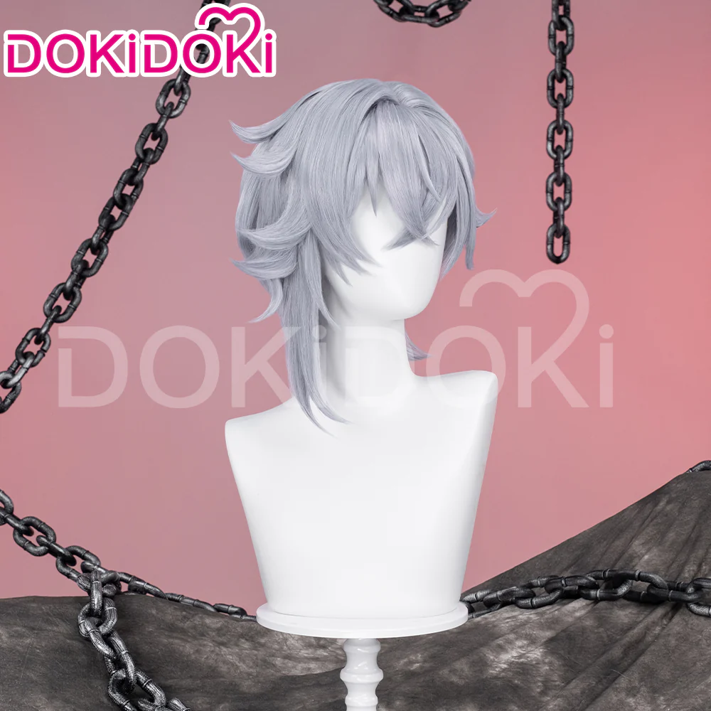DokiDoki Game Honkai: Star Rail Cosplay Moze Wig Short Straight Grey Hair - Image 3