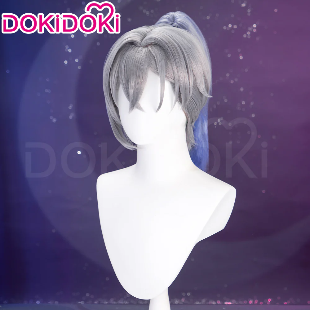 【Partially Ready For Ship】DokiDoki Game Honkai: Star Rail Cosplay Silver Wolf / Silver Wolf LV.999 SP Wig Sliver Blue Gradient Pony Tail / Glasses / Ear Clip - Image 3