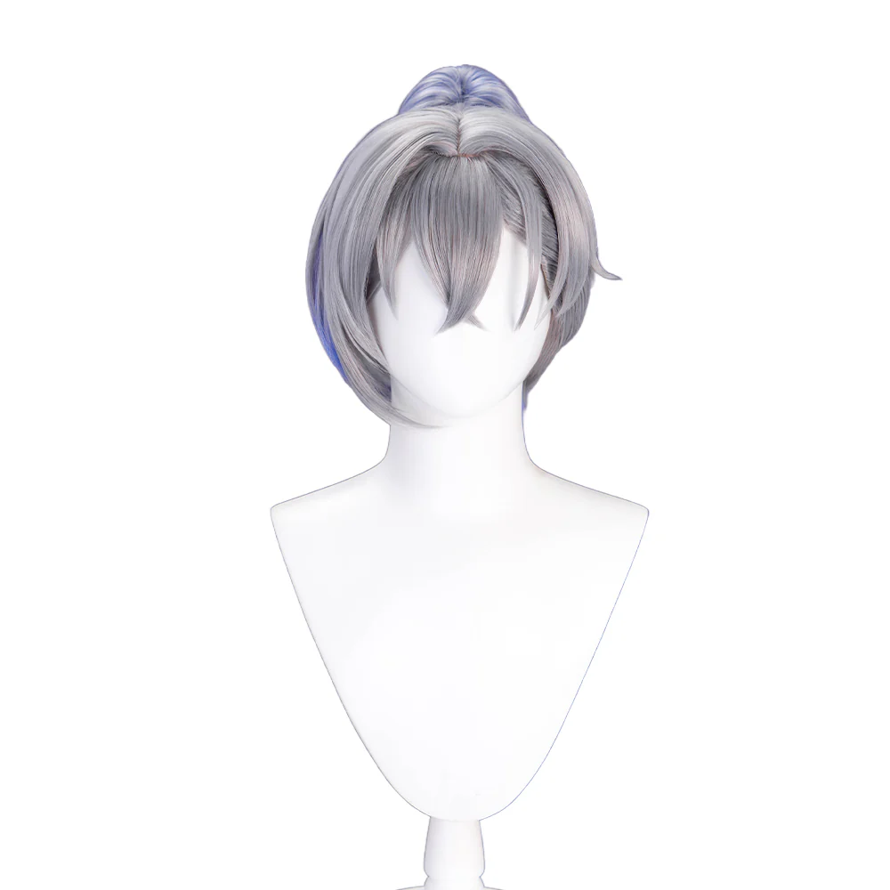 【Partially Ready For Ship】DokiDoki Game Honkai: Star Rail Cosplay Silver Wolf / Silver Wolf LV.999 SP Wig Sliver Blue Gradient Pony Tail / Glasses / Ear Clip - Image 6
