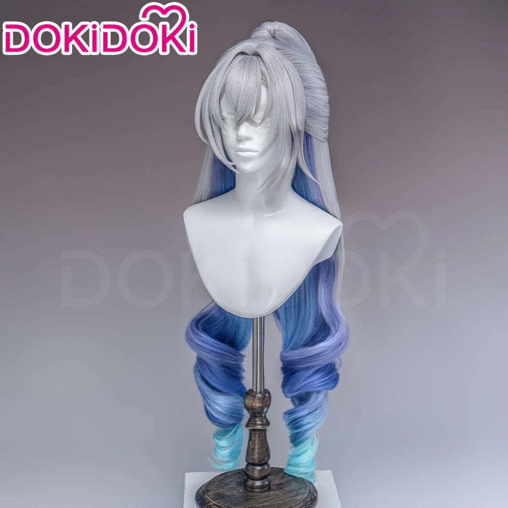 【Partially Ready For Ship】DokiDoki Game Honkai: Star Rail Cosplay Silver Wolf / Silver Wolf LV.999 SP Wig Sliver Blue Gradient Pony Tail / Glasses / Ear Clip - Image 8