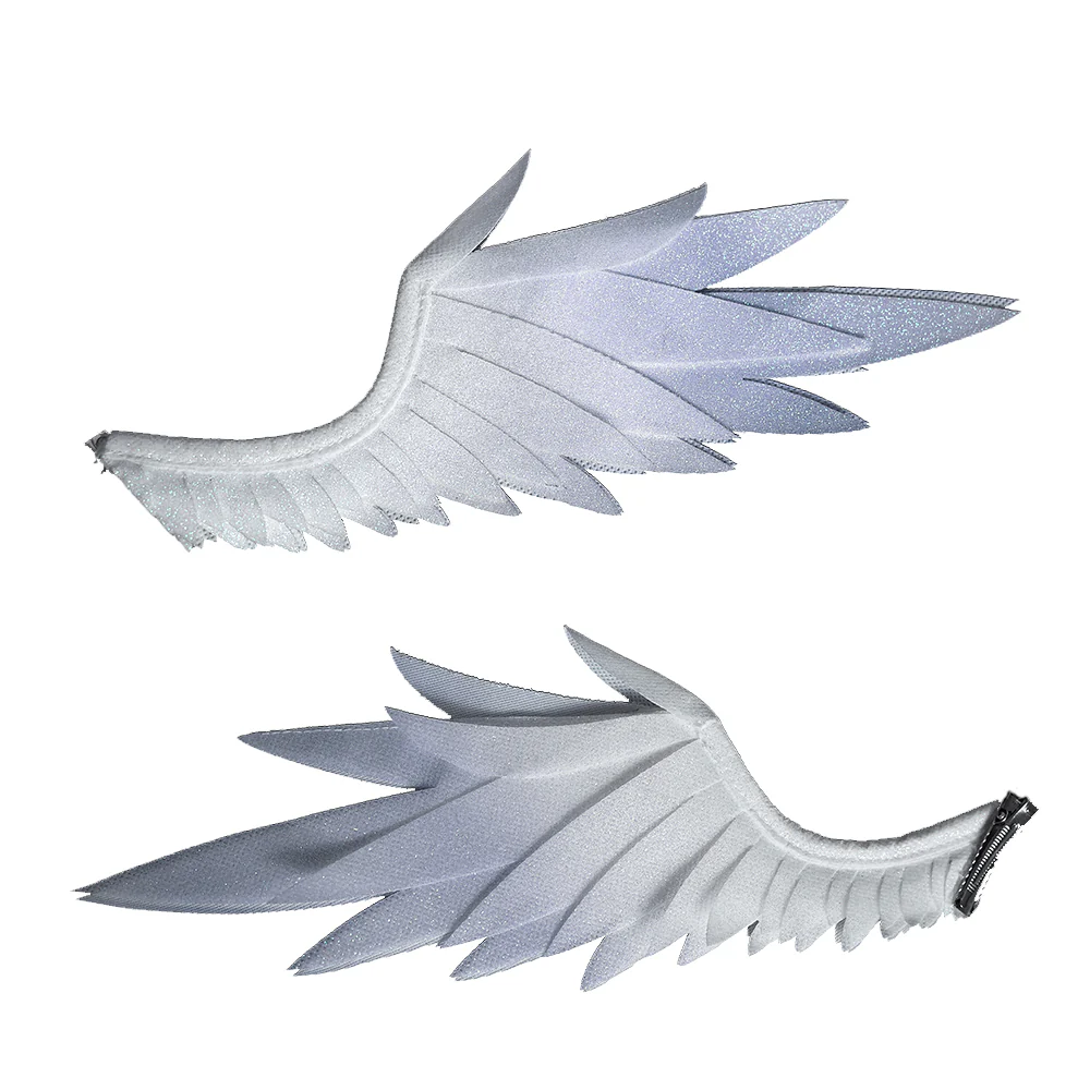 【Partially Ready For Ship】DokiDoki Game Honkai: Star Rail Cosplay Sunday Wig Long Straight Grey Hair/ Earring / Ear Feather Hair Clips / Seraphim Wings Headwear - Image 10