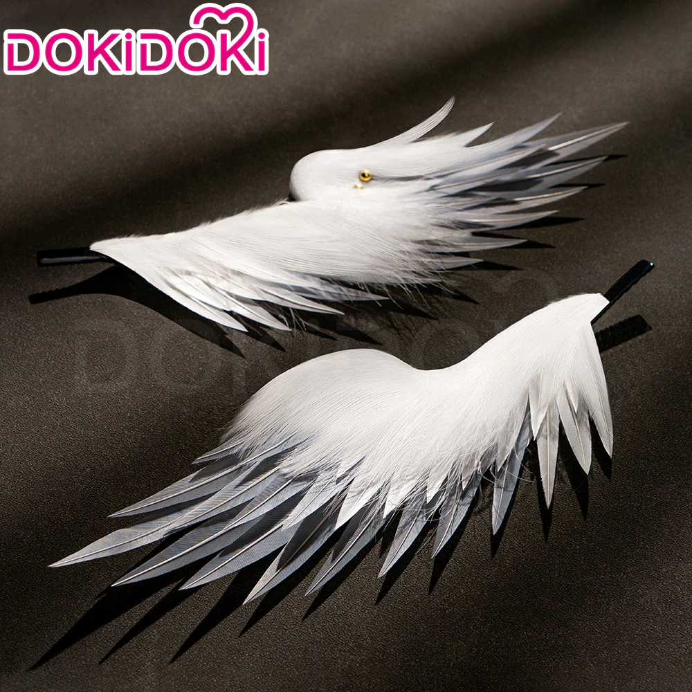 【Partially Ready For Ship】DokiDoki Game Honkai: Star Rail Cosplay Sunday Wig Long Straight Grey Hair/ Earring / Ear Feather Hair Clips / Seraphim Wings Headwear - Image 11