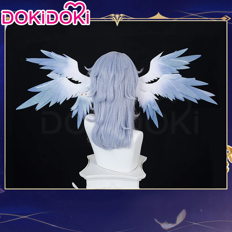 【Partially Ready For Ship】DokiDoki Game Honkai: Star Rail Cosplay Sunday Wig Long Straight Grey Hair/ Earring / Ear Feather Hair Clips / Seraphim Wings Headwear - Image 15