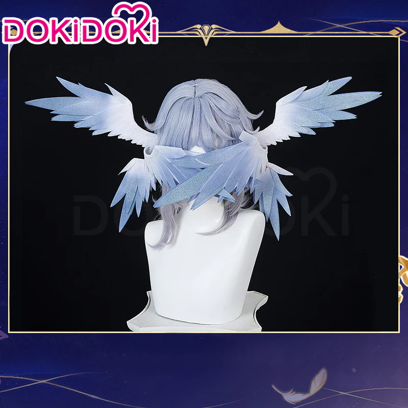【Partially Ready For Ship】DokiDoki Game Honkai: Star Rail Cosplay Sunday Wig Long Straight Grey Hair/ Earring / Ear Feather Hair Clips / Seraphim Wings Headwear - Image 16