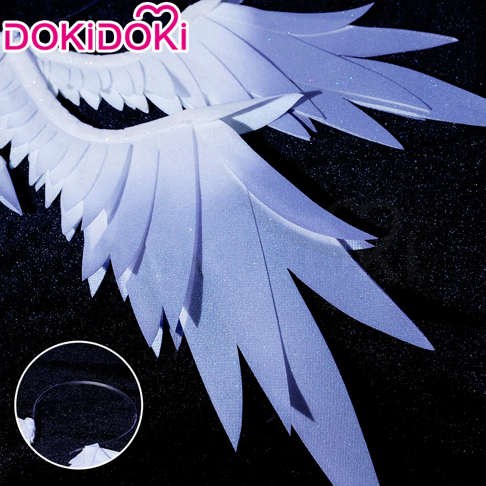 【Partially Ready For Ship】DokiDoki Game Honkai: Star Rail Cosplay Sunday Wig Long Straight Grey Hair/ Earring / Ear Feather Hair Clips / Seraphim Wings Headwear - Image 18