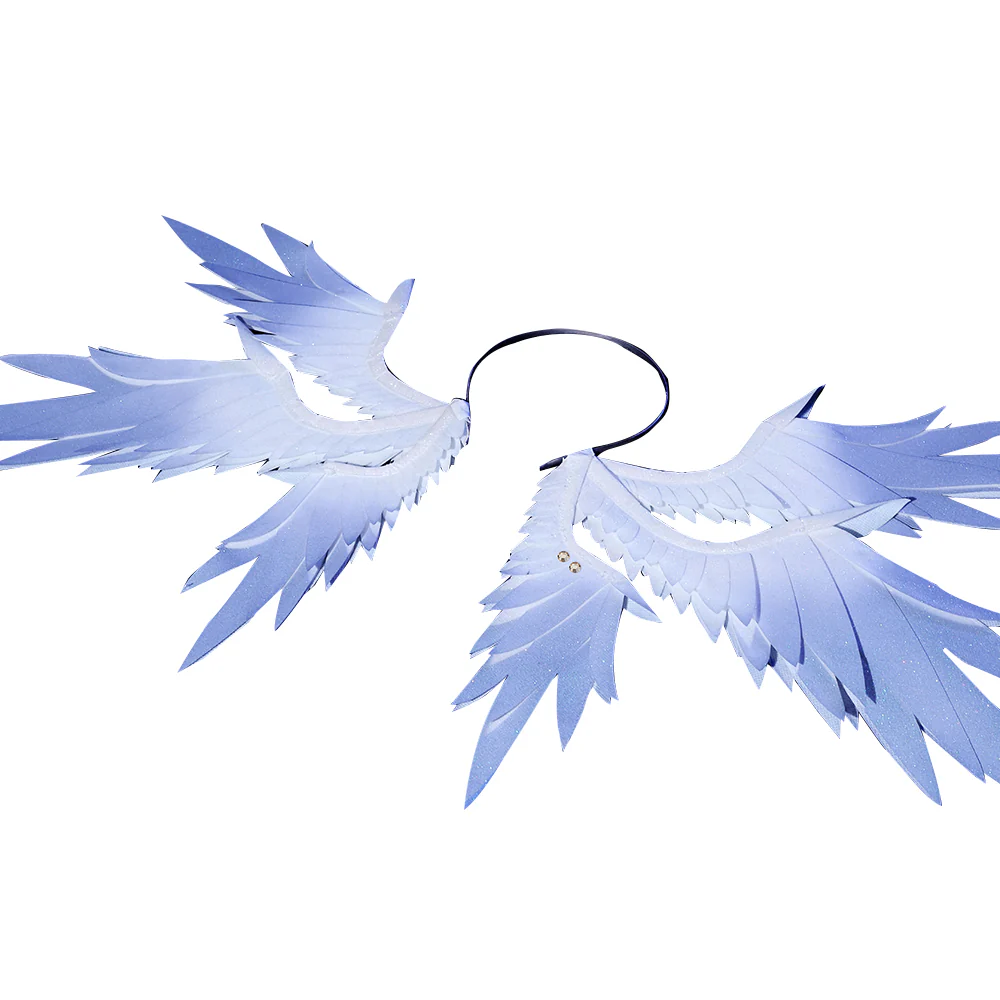 【Partially Ready For Ship】DokiDoki Game Honkai: Star Rail Cosplay Sunday Wig Long Straight Grey Hair/ Earring / Ear Feather Hair Clips / Seraphim Wings Headwear - Image 19