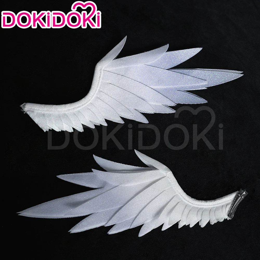 【Partially Ready For Ship】DokiDoki Game Honkai: Star Rail Cosplay Sunday Wig Long Straight Grey Hair/ Earring / Ear Feather Hair Clips / Seraphim Wings Headwear - Image 9