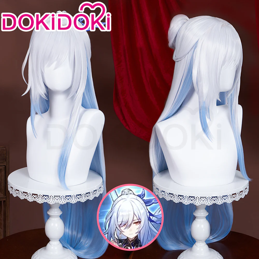 【Wig Ready For Ship】DokiDoki Game Honkai: Star Rail Cosplay Wig Jing Liu Long Straight Blue Gradient Wig Jingliu - Image 2