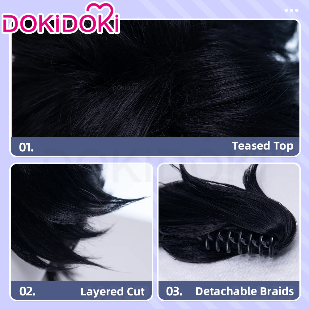 【Ready For Ship】DokiDoki Game Identity V Copslay Luca Balsa Wig Short Curly Black Hair Prisoner E-Sports idv - Image 4