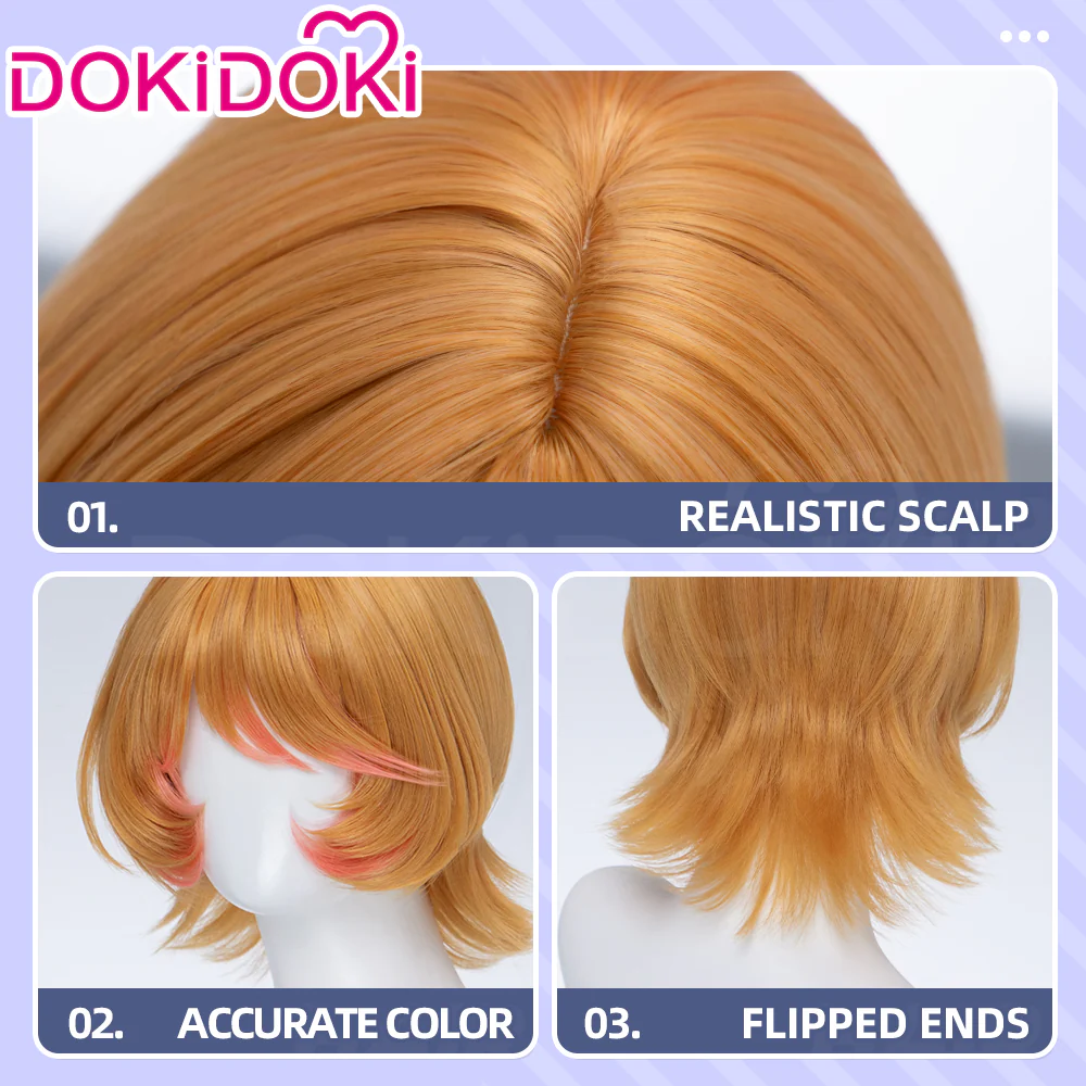 【Ready For Ship】DokiDoki Game Identity V Cosplay Mechanic Wig Short Curly Orange Hair Tracy Reznik BLK.TRACY idv - Image 4