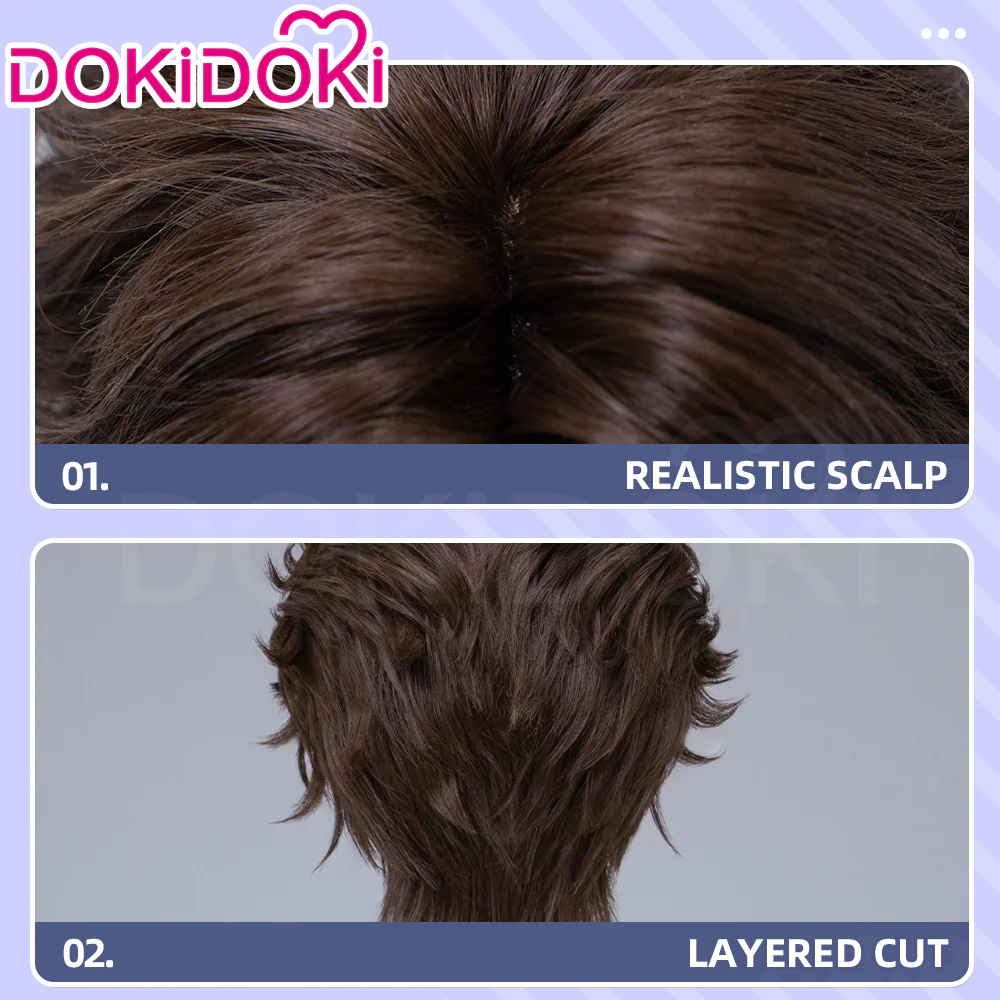 【Ready For Ship】DokiDoki Game Identity V Cosplay Eli Clark Wig Short Brown Hair Seer BLK.ELI idv - Image 4