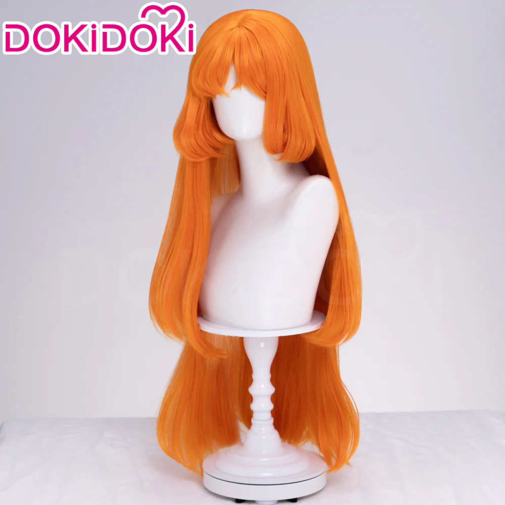 【Ready For Ship】DokiDoki Game Cosplay Women Wig Long Straight Orange Hair - Image 2