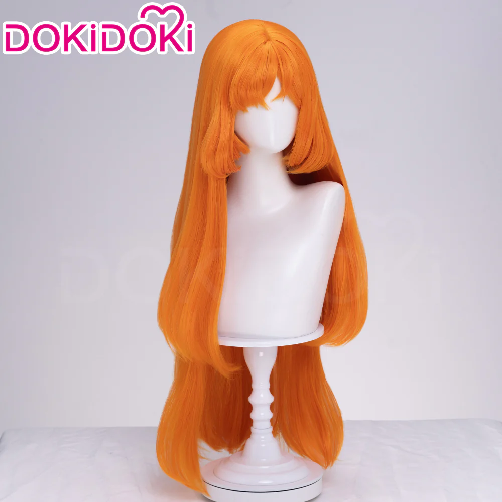 【Ready For Ship】DokiDoki Game Cosplay Women Wig Long Straight Orange Hair - Image 3