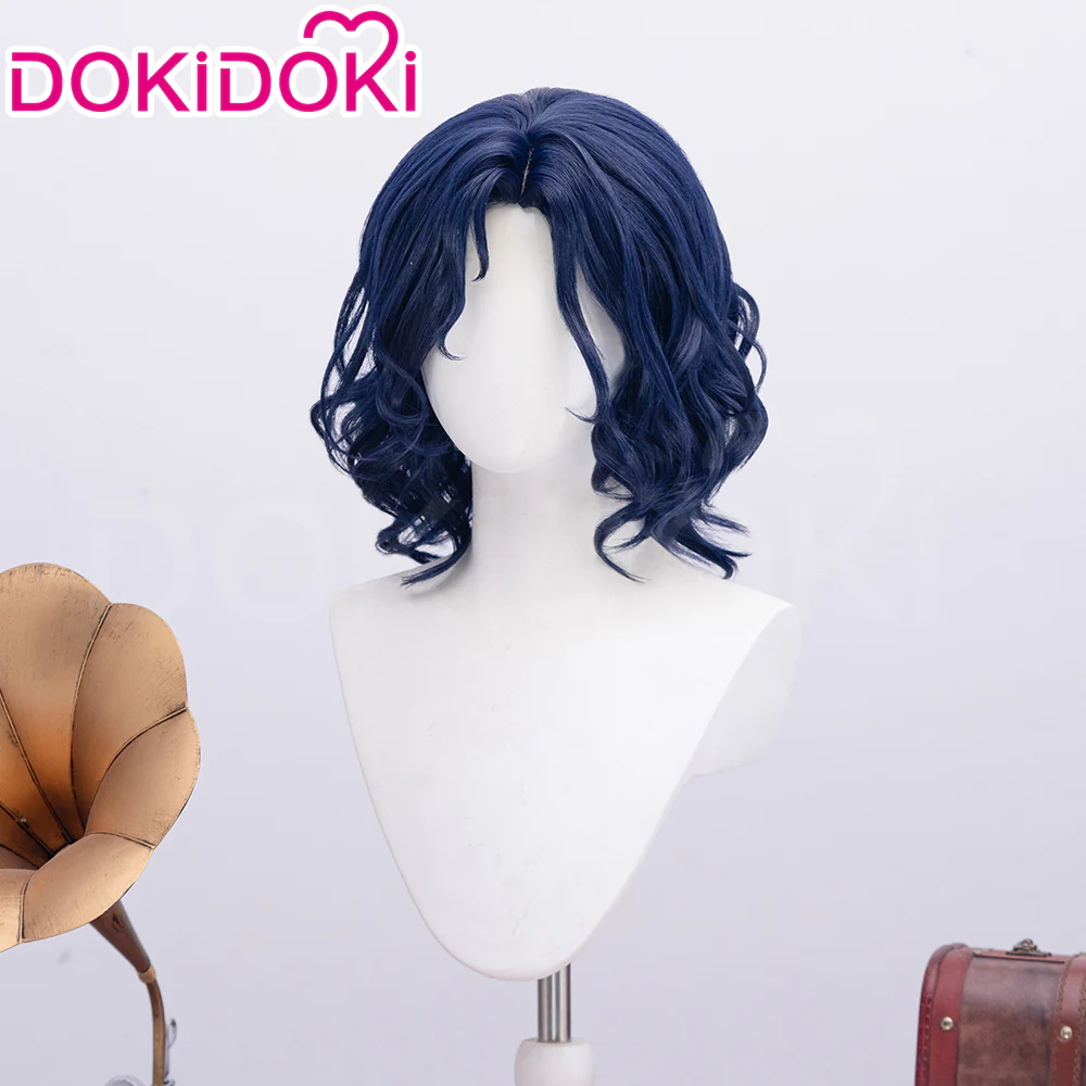 【Ready For Ship】DokiDoki Game Lord of the Mysteries Cosplay Alger Wilson Wig Long Curly Dark Blue Hair - Image 2