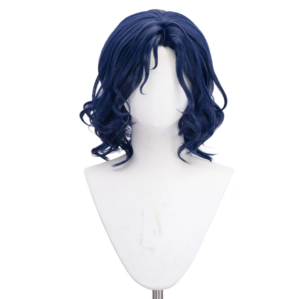 【Ready For Ship】DokiDoki Game Lord of the Mysteries Cosplay Alger Wilson Wig Long Curly Dark Blue Hair - Image 5