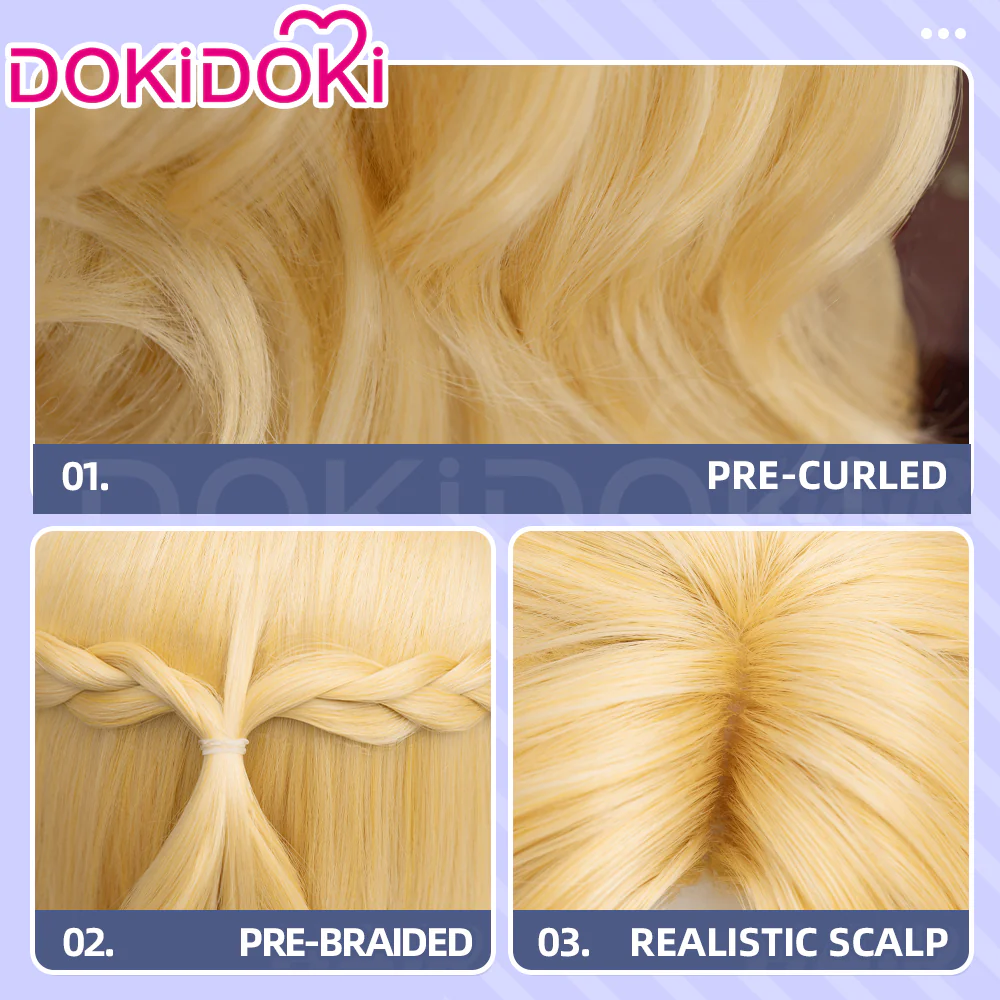 【Ready For Ship】Dokidoki Game Lord of the Mysteries Cosplay Audrey Hall Wig Long Curly Yellow Wig - Image 10