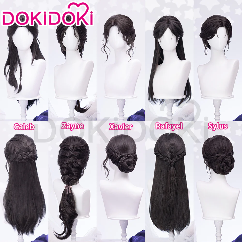 【Partially Ready For Ship】DokiDoki Game Love And Deepspace Cosplay Protagonist MC Wedding Wig / Veil / Headwear Xavier / Sylus / Zayne / Rafayel / Caleb Black Hair Buns - Image 2