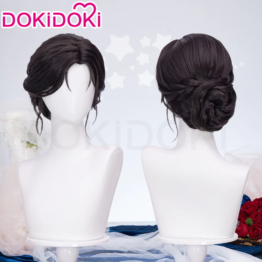 【Partially Ready For Ship】DokiDoki Game Love And Deepspace Cosplay Protagonist MC Wedding Wig / Veil / Headwear Xavier / Sylus / Zayne / Rafayel / Caleb Black Hair Buns - Image 4